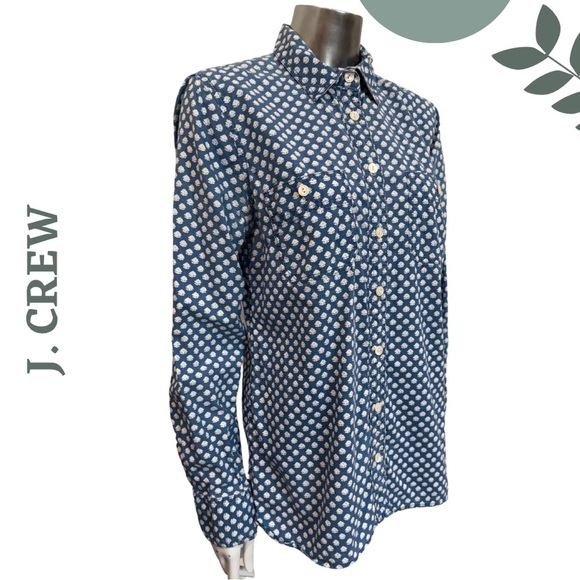 J.Crew Lightweight Button Front Shirt | Long Sleeve Size 8 Cotton Floral Print - Picture 3 of 8
